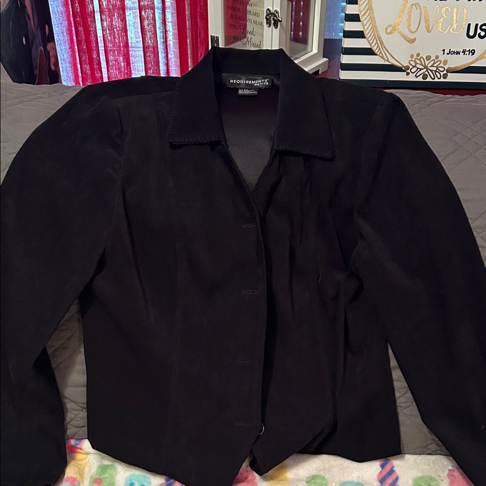 Requirements Petite Black Suede Blazer